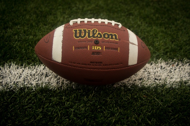 Football sitting on the field 