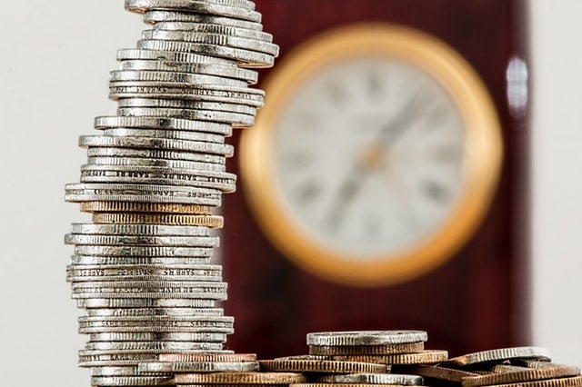 Stack of gold and silver coins 