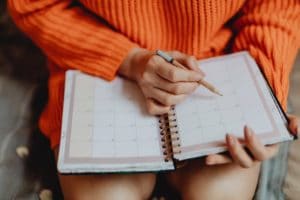 Woman looking at her schedule 