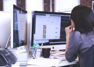 Woman working at a tech company