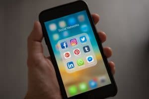 social media icons on cellphone